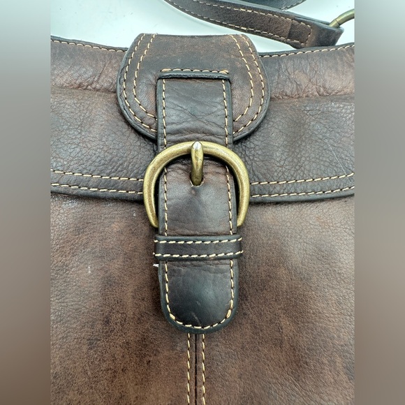 Fossil Brown Distressed Leather Crossbody - Picture 3 of 7